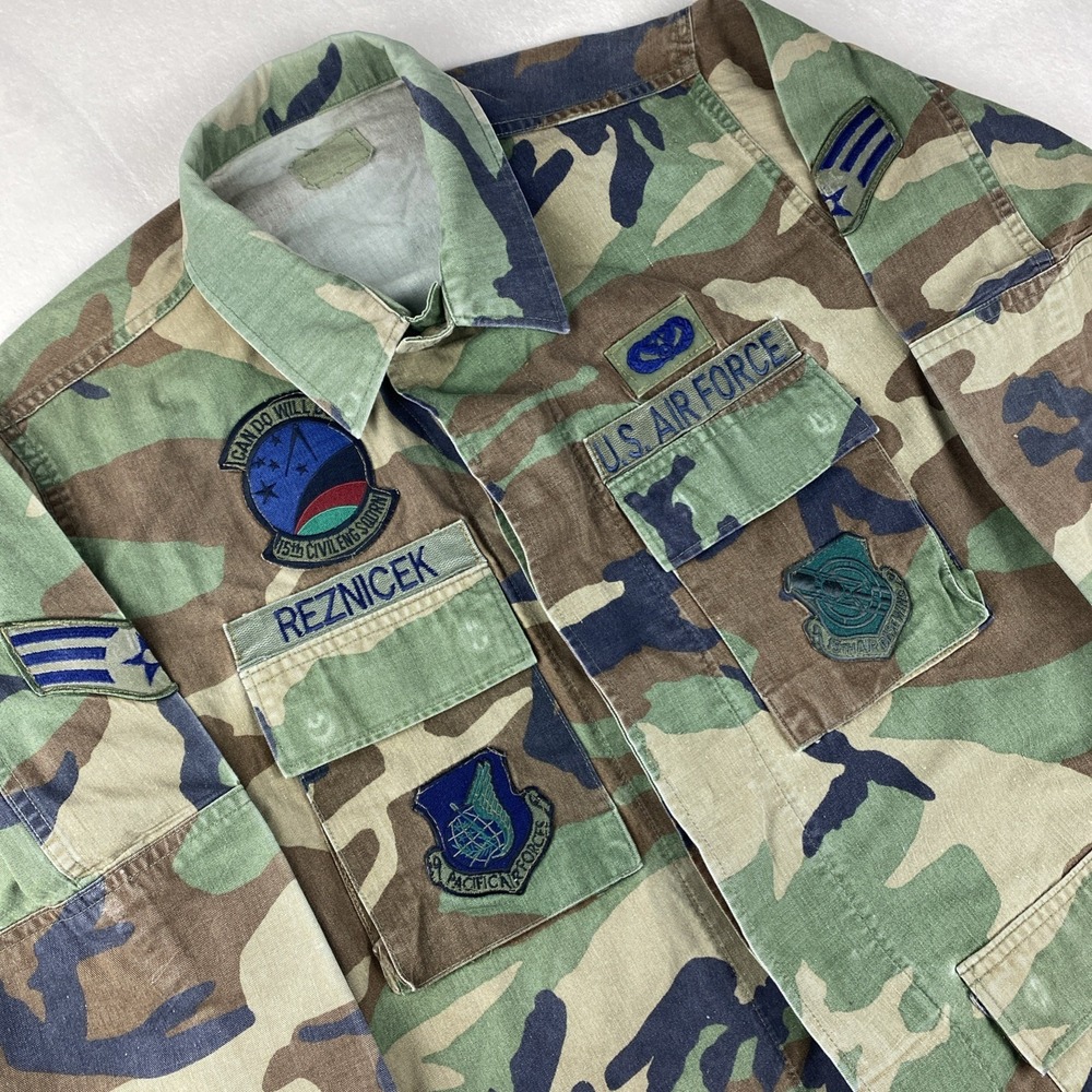 US Air Force Woodland Camo BDU  Small‎  Hot Weather  Coat Patches Military READ